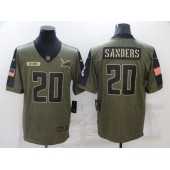 Detroit Lions #20 Barry Sanders Olive 2021 Salute To Service Limited Jersey