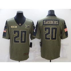Detroit Lions #20 Barry Sanders Olive 2021 Salute To Service Limited Jersey