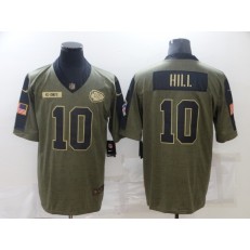 Kansas City Chiefs #10 Tyreek Hill Olive 2021 Salute To Service Limited Jersey