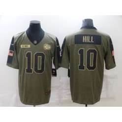 Kansas City Chiefs #10 Tyreek Hill Olive 2021 Salute To Service Limited Jersey