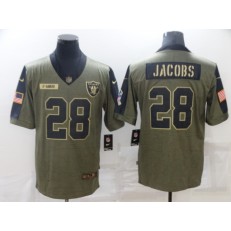 Las Vegas Raiders #28 Josh Jacobs Olive 2021 Salute To Service Limited Jersey
