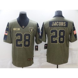 Las Vegas Raiders #28 Josh Jacobs Olive 2021 Salute To Service Limited Jersey
