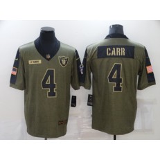 Las Vegas Raiders #4 Derek Carr Olive 2021 Salute To Service Limited Jersey