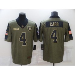 Las Vegas Raiders #4 Derek Carr Olive 2021 Salute To Service Limited Jersey