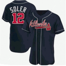 MLB Atlanta Braves 12 Jorge Soler Blue Cool Base Men Jersey