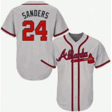 MLB Braves 24 Deion Sanders Grey Cool Base Men Jersey