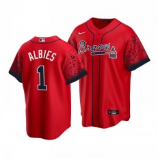 MLB Atlanta Braves #1 Ozzie Albies Red 2021 City Connect Cool Base Jersey