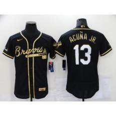 MLB Atlanta Braves #13 Ronald Acuna Jr. Black Gold 2020 Nike Flexbase Jersey