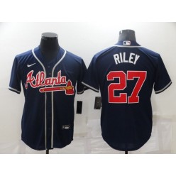 MLB Atlanta Braves #27 Austin Riley Navy Nike Cool Base Jersey