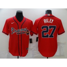 MLB Atlanta Braves #27 Austin Riley Red Nike Cool Base Jersey