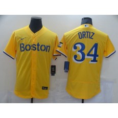 MLB Boston Red Sox #34 Gold Nike 2021 City Connect Replica Player Flexbase Jersey