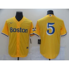 MLB Boston Red Sox #5 Gold Nike 2021 City Connect Replica Player Cool Base Jersey