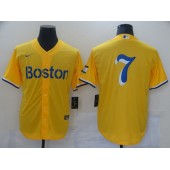 MLB Boston Red Sox #7 Gold Nike 2021 City Connect Replica Player Cool Base Jersey