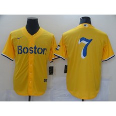 MLB Boston Red Sox #7 Gold Nike 2021 City Connect Replica Player Cool Base Jersey