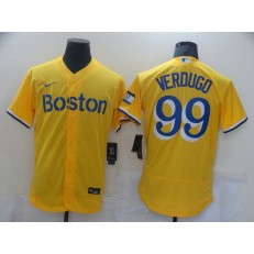 MLB Boston Red Sox #99 Alex Verdugo Gold Nike 2021 City Connect Replica Player Flexbase Jersey