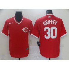 MLB Cincinnati Reds #30 Ken Griffey Jr Red Nike Throwback Jersey