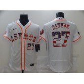 MLB Houston Astros #27 Jose Altuve White USA Flag Fashion Nike Flexbase Jersey