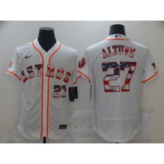 MLB Houston Astros #27 Jose Altuve White USA Flag Fashion Nike Flexbase Jersey