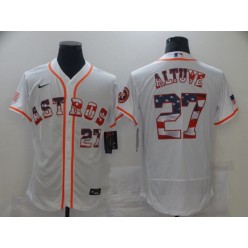 MLB Houston Astros #27 Jose Altuve White USA Flag Fashion Nike Flexbase Jersey