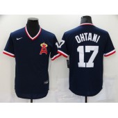 MLB Los Angeles Angels #17 Shohei Ohtani Navy Nike 2021 Throwback Cool Base Jersey