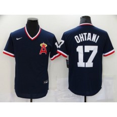 MLB Los Angeles Angels #17 Shohei Ohtani Navy Nike 2021 Throwback Cool Base Jersey