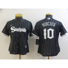 MLB Chicago White Sox 10 Yoan Moncada Black Women 2021 City Connect Cool Base Jersey