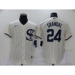 MLB Chicago White Sox 24 Yasmani Grandal Cream Nike 2021 Field Of Dreams Flexbase Jersey
