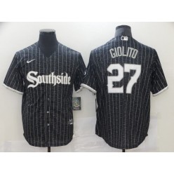 MLB Chicago White Sox 27 Lucas Giolito Black 2021 City Connect Cool Base Jersey