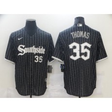 MLB Chicago White Sox 35 Frank Thomas Black 2021 City Connect Cool Base Jerseys