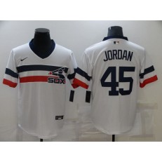 MLB Chicago White Sox 45 Jordan White Nike Throwback Cool Base Jersey