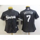 MLB Chicago White Sox 7 Tim Anderson Black Women 2021 City Connect Cool Base Jersey