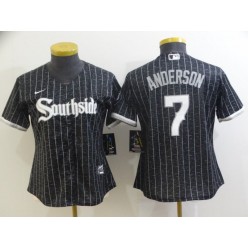 MLB Chicago White Sox 7 Tim Anderson Black Women 2021 City Connect Cool Base Jersey