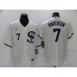 MLB Chicago White Sox 7 Tim Anderson Cream Nike 2021 Field Of Dreams Cool Base Jerseys