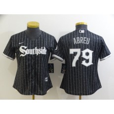 MLB Chicago White Sox 79 Jose Abreu Black Women 2021 City Connect Cool Base Jersey
