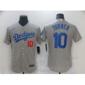 MLB Los Angeles Dodgers 10 Justin Turner Gray 2020 Nike Flexbase Jersey