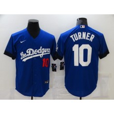 MLB Los Angeles Dodgers 10 Justin Turner Royal 2021 City Connect Cool Base Jersey