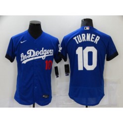 MLB Los Angeles Dodgers 10 Justin Turner Royal 2021 City Connect Flexbase Jersey