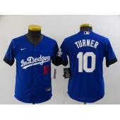 MLB Los Angeles Dodgers 10 Justin Turner Royal Youth 2021 City Connect Flexbase Jersey
