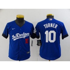 MLB Los Angeles Dodgers 10 Justin Turner Royal Youth 2021 City Connect Flexbase Jersey