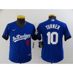 MLB Los Angeles Dodgers 10 Justin Turner Royal Youth 2021 City Connect Flexbase Jersey