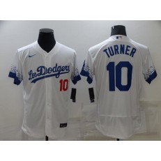 MLB Los Angeles Dodgers 10 Justin Turner White 2021 City Connect Flexbase Jersey