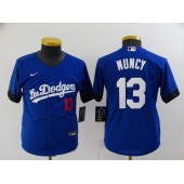 MLB Los Angeles Dodgers 13 Max Muncy Royal Youth 2021 City Connect Cool Base Jersey