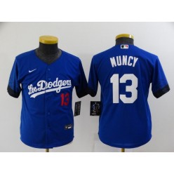 MLB Los Angeles Dodgers 13 Max Muncy Royal Youth 2021 City Connect Cool Base Jersey