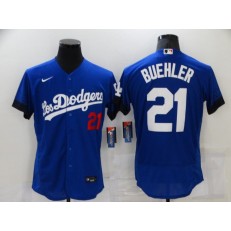 MLB Los Angeles Dodgers 21 Walker Buehler Royal 2021 City Connect Flexbase Jersey