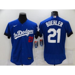 MLB Los Angeles Dodgers 21 Walker Buehler Royal 2021 City Connect Flexbase Jersey