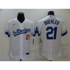 MLB Los Angeles Dodgers 21 Walker Buehler White 2021 City Connect Flexbase Jersey