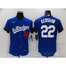 MLB Los Angeles Dodgers 22 Clayton Kershaw Royal 2021 City Connect Flexbase Jersey