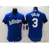 MLB Los Angeles Dodgers 3 Chris Taylor Royal 2021 City Connect Flexbase Jersey