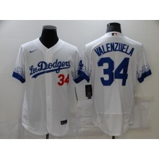 MLB Los Angeles Dodgers 34 Fernando Valenzuela White 2021 City Connect Flexbase Jersey