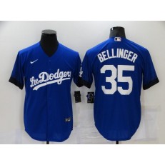 MLB Los Angeles Dodgers 35 Cody Bellinger Royal 2021 City Connect Cool Base Jersey